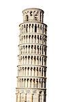 Leaning Tower of Pisa. Isolated over white