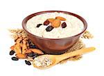 porridge with nuts of almonds, a walnut and raisin