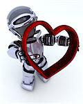 3D render of a Robot with heart charm