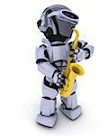 3D render of a Robot playing the saxophone