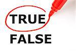 Choosing True instead of False. True selected with red marker.