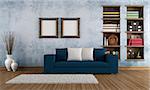 Modern sofa in a vintage living room - rendering