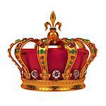 Golden Royal Crown Isolated on White Background.