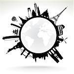 planet earth - black and white vector illustration