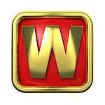 Gold Letter "W" on Red Background with Frame.