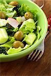 salad with tomato cucumbers and  green olive