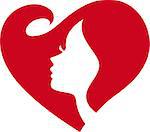 female silhouette red heart