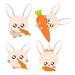 Cartoon rabbit and carrot in cute concept illustration