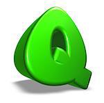 green letter q on white background - 3d illustration