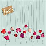 Valentine day spring flowers heart background. Vector illustration layered for easy manipulation and custom coloring.