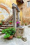 Ancient Well in Courtyard, Italian City of Cetona