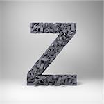 Letter Z made out of scrambled small letters in studio setting