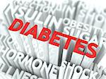 Diabetes Background Design. Word of Red Color Located over Word Cloud of White Color.