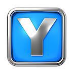 Silver Letter in Frame, on Blue Background - Letter Y