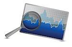 chart or graph stock market under magnify review illustration design