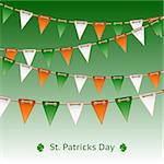 Patrick day card with flag garland. Vector illustration