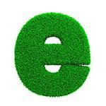 Grass Letter E Isolated on White Background.