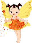 Illustration of Cute little Asian baby fairy in fly