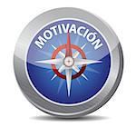 motivation Glossy Compass in Spanish illustration design over white