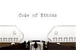 Code of Ethics printed on an old typewriter.