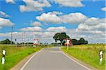 Railroad Crossing in the Summer, Toenning, Schleswig-Holstein, Germany