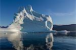 Grounded icebergs, Rode O (Red Island), Scoresbysund, Northeast Greenland, Polar Regions