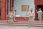 Maori welcome dance performance, Te Puia, Rotorua, North Island, New Zealand, Pacific