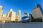 Cityscape of Millennium Park and the Cloud Gate steel sculpture by Anish Kapoor, Chicago, Illinois, United States of America, North America