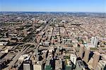 High angle view looking west to suburbs, Chicago, Illinois, United States of America, North America