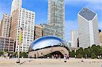 Millennium Park, The Cloud Gate steel sculpture by Anish Kapoor, Chicago, Illinois, United States of America, North America