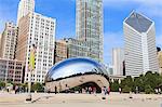 Millennium Park, The Cloud Gate steel sculpture by Anish Kapoor, Chicago, Illinois, United States of America, North America