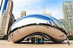 Millennium Park, The Cloud Gate steel sculpture by Anish Kapoor, Chicago, Illinois, United States of America, North America