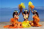 Some vahines from the Tahiti ora troupe, French Polynesia, Pacific Islands, Pacific