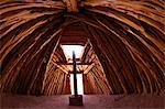 Interior of Navajo hogan, traditional dwelling and ceremonial structure, Monument Valley Navajo Tribal Park, Utah, United States of America, North America