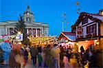 Council House, Christmas Market and carousel, Market Square, Nottingham, Nottinghamshire, England, United Kingdom, Europe