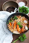 Bowl of vegetable noodle soup