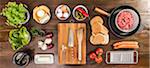 Table laid with ingredients and utensils