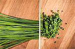 Diptych of whole and chopped chives