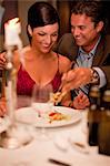 Couple having dinner in restaurant