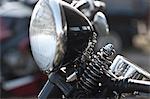 Close up of motorcycle headlight