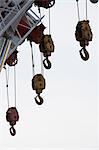 Hooks hanging from crane