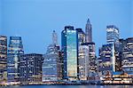 New York City skyline lit up at night