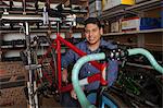 Mechanic working in bicycle shop