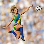 Brazilian soccer player in mid-air
