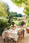 Table set for outdoor wedding reception