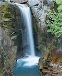 Waterfall emptying into still pool