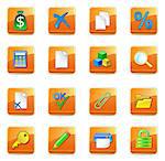 Set of orange e-commerce icons for internet site design