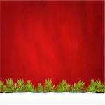 Rip Paper And Retro Red Background And Fir Tree, With Gradient Mesh, Vector Illustration