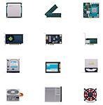 Set of the computer part related icons