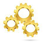Three gears connected together. Illustration on white background for design